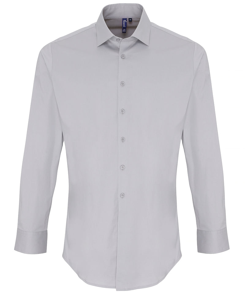 Stretch fit cotton poplin long sleeve shirt