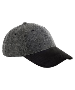 Suede peak herringbone cap