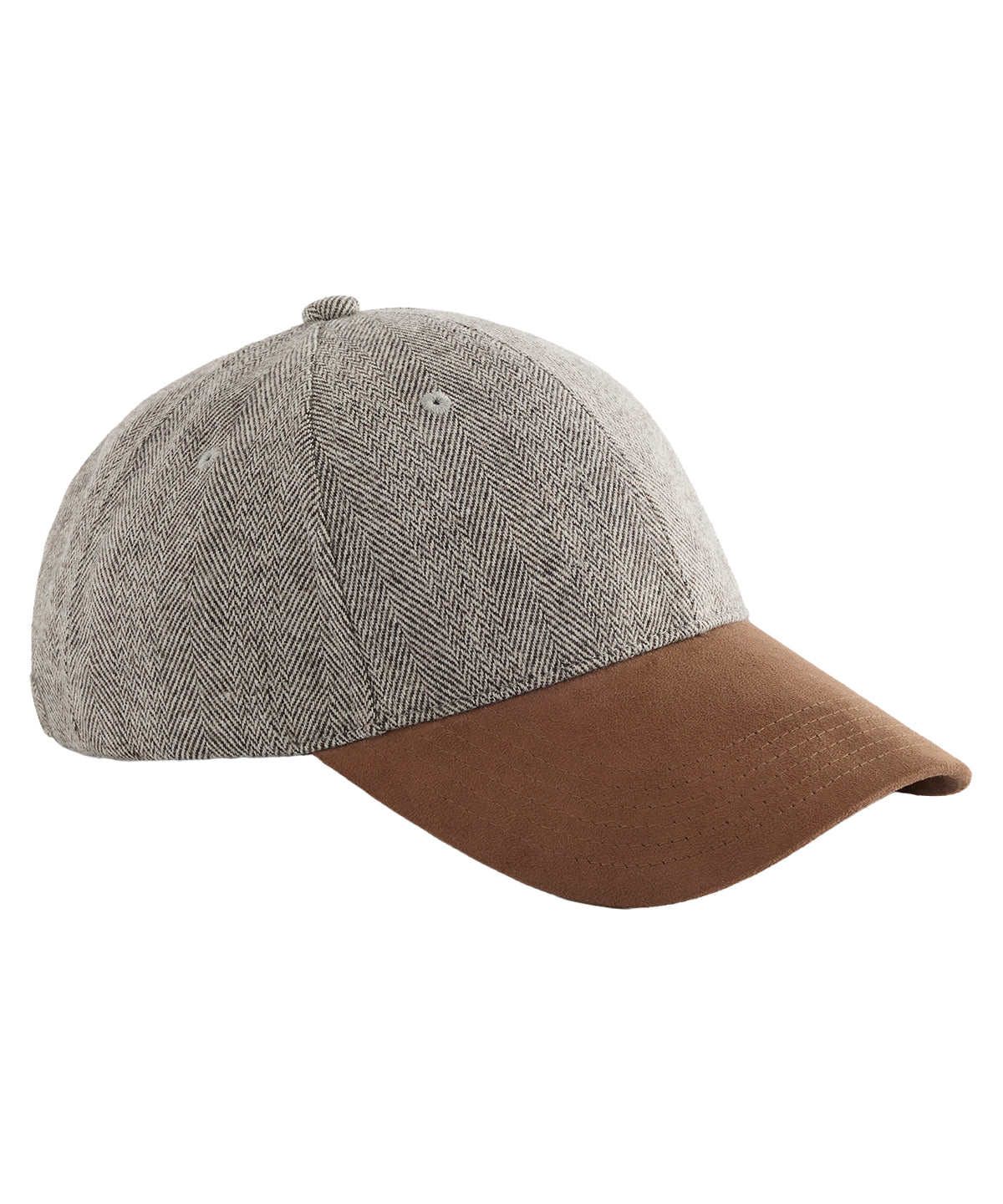 Suede peak herringbone cap
