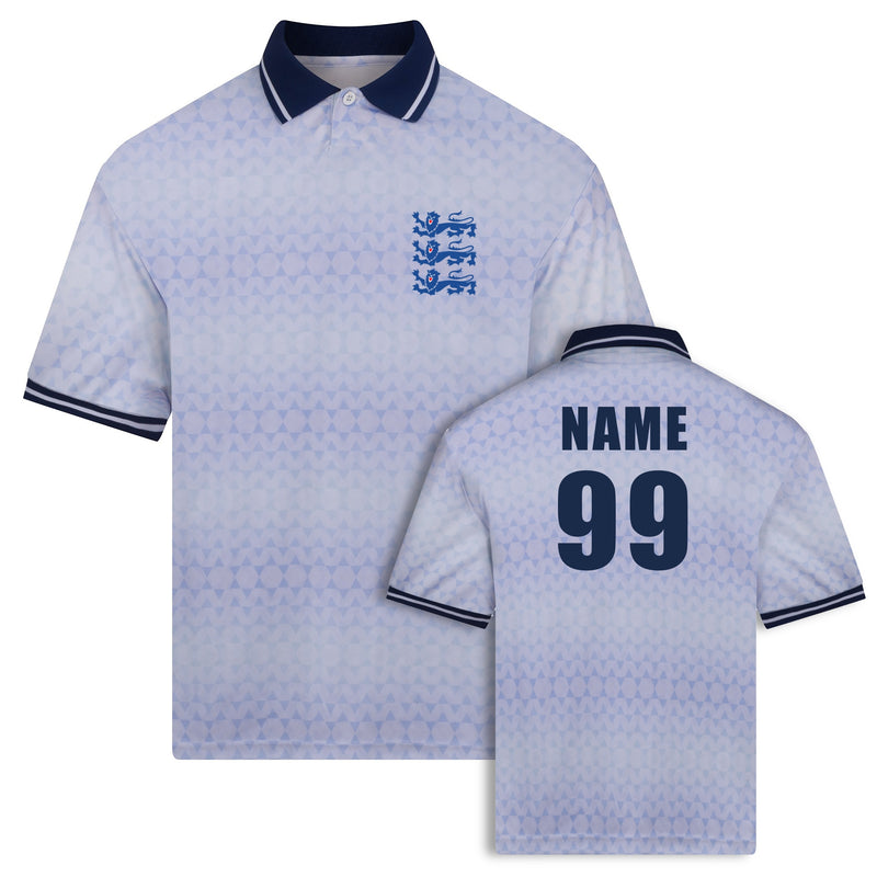 Retro Style Three Lions England World Cup Football Shirt - White/ Navy