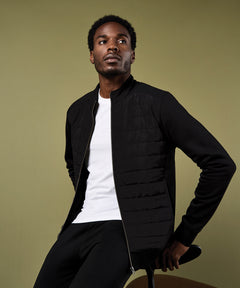 Regular fit quilted full-zip sweatshirt