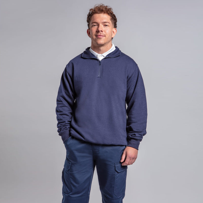 Quarter Zip Sweatshirt Personalised Workwear Quote
